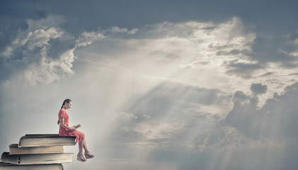 Wall Mural - woman in dress with book