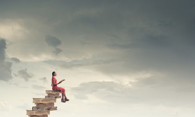 Wall Mural - woman in dress with book