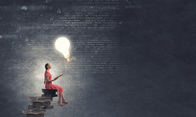 Wall Mural - woman in dress with book