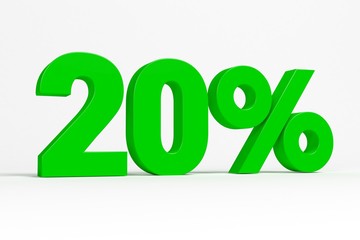 Sticker - Green 3d 20% text on white background. See whole set for other numbers.
