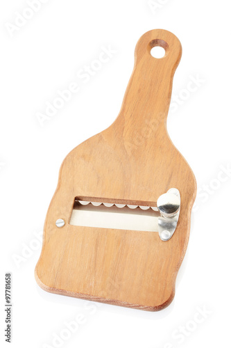 Fotografie, Obraz Wooden truffle or vegetable slicer on white, clipping path