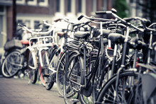 Group Of Parked Bicycles