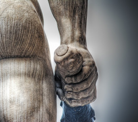 Poster - hand holding a club in Hercules and Cacus statue in Florence