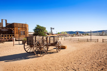 Old Wooden Wagon In Pioneer Town