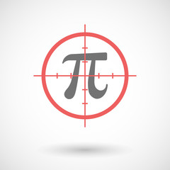 Poster - Red crosshair icon targeting the number pi symbol