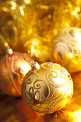 Sticker - Christmas baubles on shining background