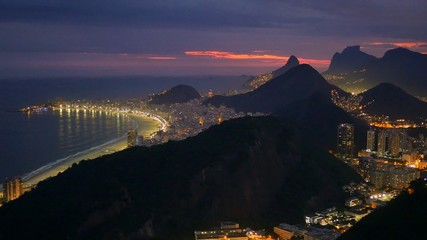 Fototapete - Night view of Rio de Janeiro, Brazil 