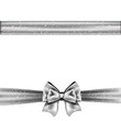 Silver satin bow on white background
