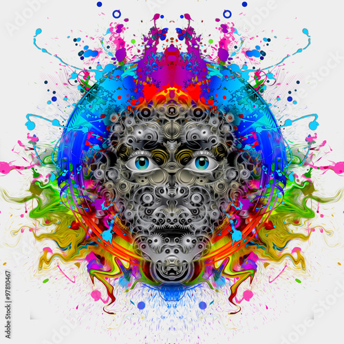 робот на абстрактном фоне.К...