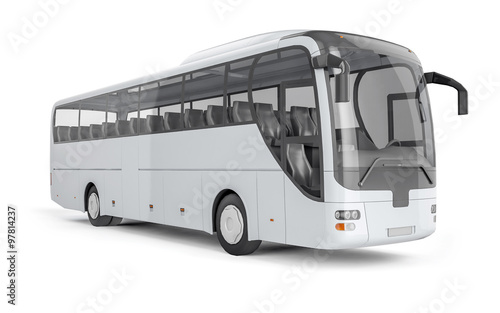 Plakat Autobusu egzamin próbny up na białym tle, 3D ilustracja