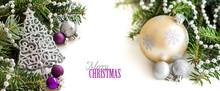 Silver,cream And Purple Christmas Ornaments