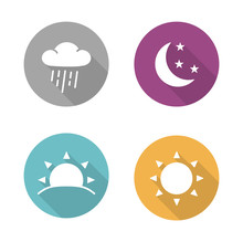 Times Of Day Flat Design Icons Set