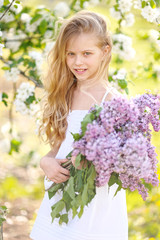 Wall Mural - portrait of little girl outdoors in summer