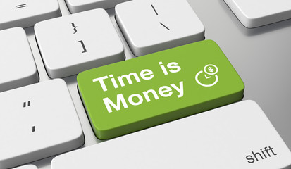 Time is money text on keyboard button