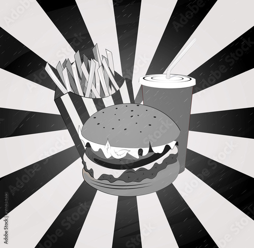 Naklejka dekoracyjna vintage grey theme of hamburger