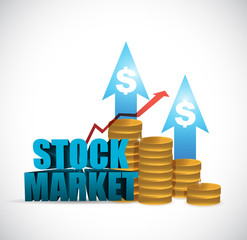 stock market coin up graph illustration design