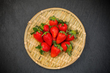 Canvas Print - 有機栽培の新鮮いちご Strawberry of the organic farming