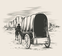Old Wagon In Wild West Prairies
