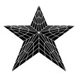 Black and white star with wireframe