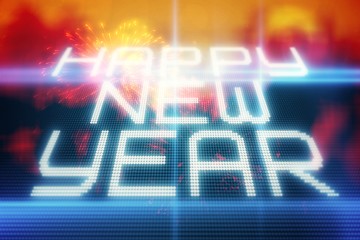 Wall Mural - Composite image of happy new year on tech background