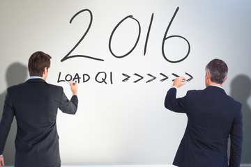 Poster - Businessmen writing on whiteboard