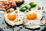 Fototapeta  - Served fried eggs