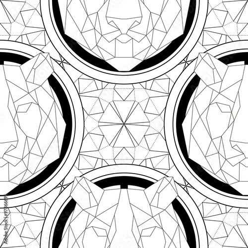 animal head triangular icon geometric pattern trendy line