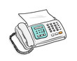 © Séa - Fax Telephone, a hand drawn vector illustration of a fax telephone machine with a sheet of paper in it.