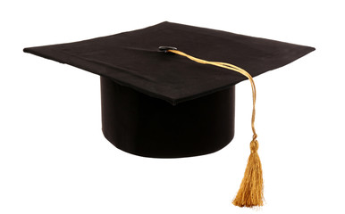 Wall Mural - Black student hat, isolated on white