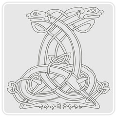 monochrome icon with Celtic art and ethnic ornaments for your design