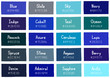 Blue Tone Color Shade Background with Code and Name Illustration