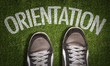 Top View of Sneakers on the grass with the text: Orientation