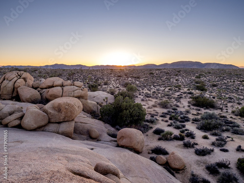 Fotografía  Jumbo Rocks at sunset in Joshua Tree National Park, California, USA