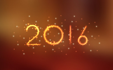 Wall Mural - happy new year 2016 glitter pattern on summer orange background (vector)