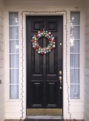 Canvas Print - Christmas wreath on the door