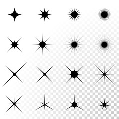 Wall Mural - Vector black stars sparkles icons