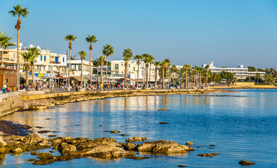 Canvas Print - View of embankment at Paphos Harbour - Cyprus