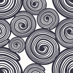  Vector seamless pattern with monochrome graphic doodle helix. Vector illustration.