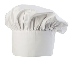 Chef's hat close-up isolated on a white background. Cooks cap.