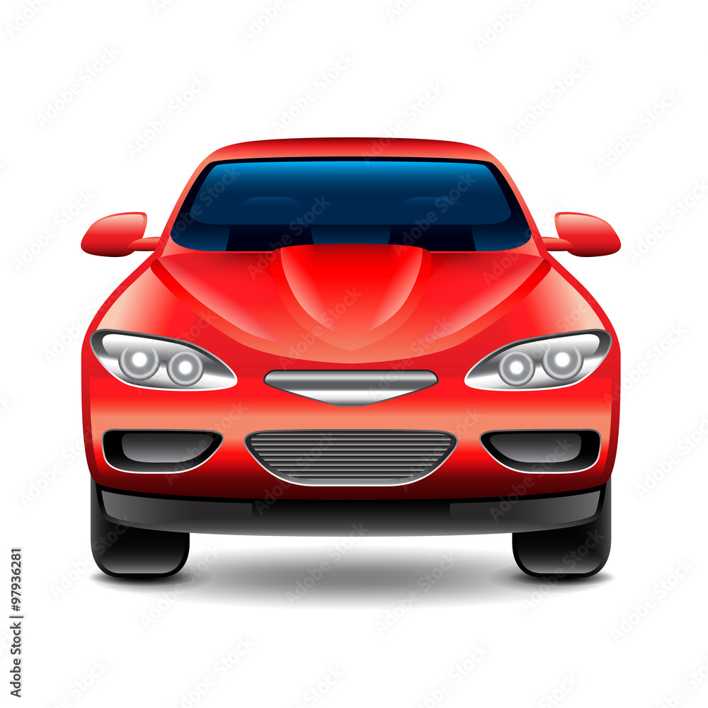 Red car front view isolated on white vector Stock Vector | Adobe Stock