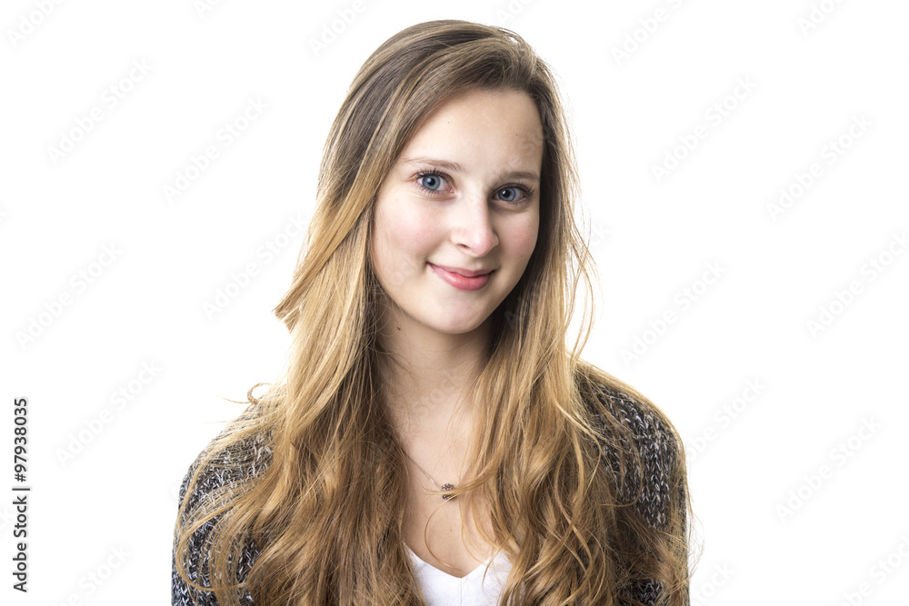 Studio Portrait Of Smiling Teenage Girl