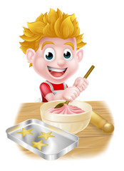 Sticker - Cartoon Boy Baking