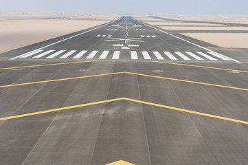 Aerial view of an airport runway