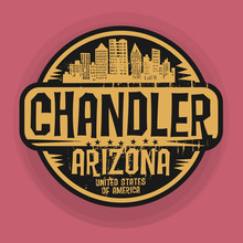 Stamp Or Label With Name Of Chandler, Arizona