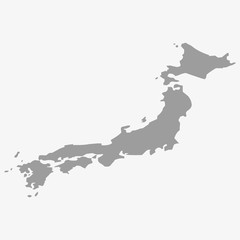 Aufkleber - Map of the Japan in gray on a white background