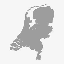 Map Of Netherlands In Gray On A White Background