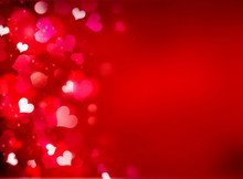 Valentine's Red Bright Background With Empty Copy Space.