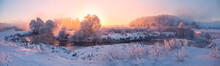 Sunny Winter Sunrise On River