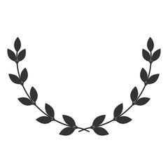 Poster - A laurel wreath icon - symbol of victory and achievement. Vintage design element for medals, awards, coat of arms or anniversary logo. Gray silhouette isolated on white background. Vector illustration