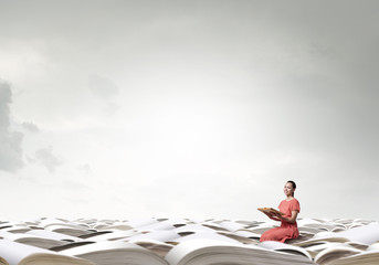 Wall Mural - woman in dress with book